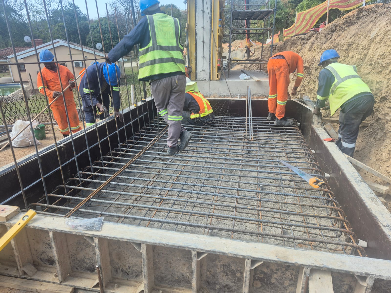 Construction team working on reinforcement